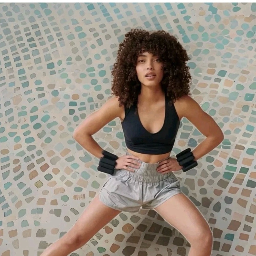 NWT Free People Movement Small The Way Home High Waisted Shorts Arctic Ice Gray